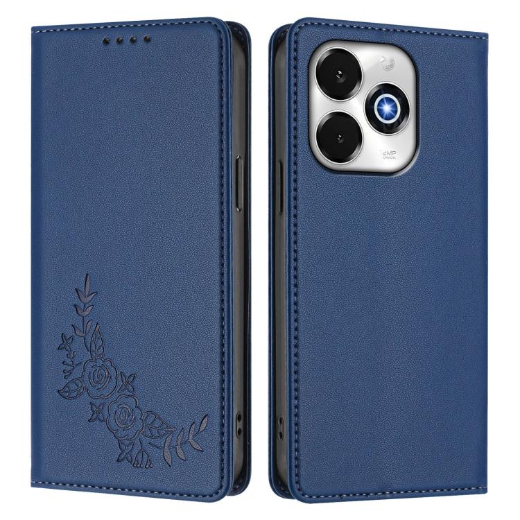 For UMIDIGI G100X 5G / G9x / Note 100x 5G Peony Embossed Magnetic RFID Vegan Leather Phone Case