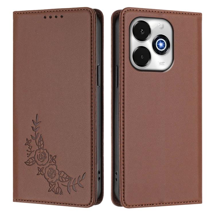 For UMIDIGI G100X 5G / G9x / Note 100x 5G Peony Embossed Magnetic RFID Vegan Leather Phone Case