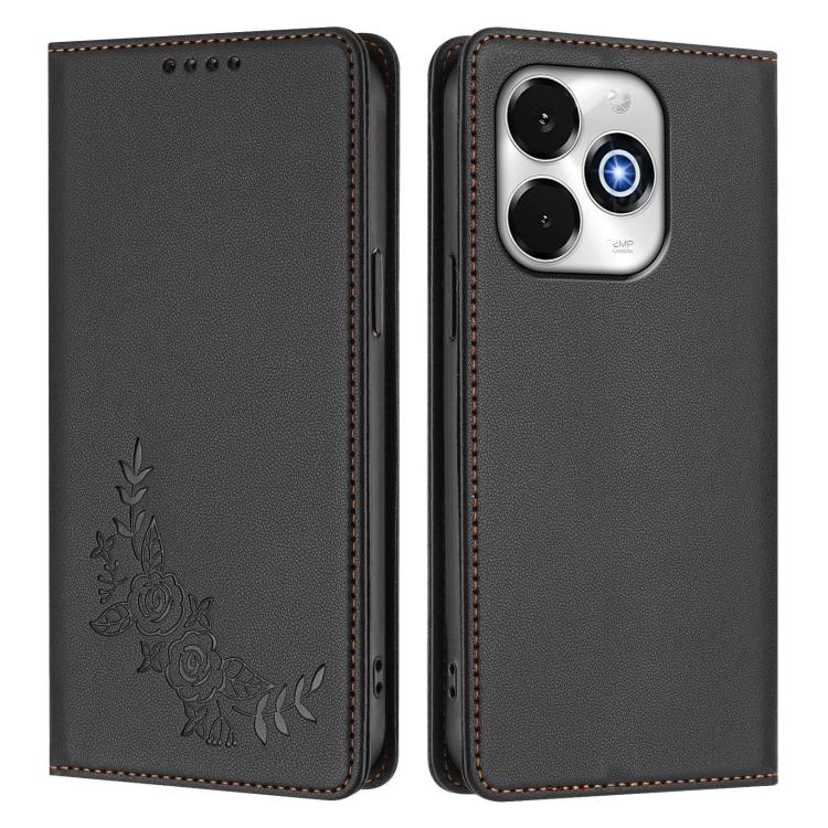 For UMIDIGI G100X 5G / G9x / Note 100x 5G Peony Embossed Magnetic RFID Vegan Leather Phone Case