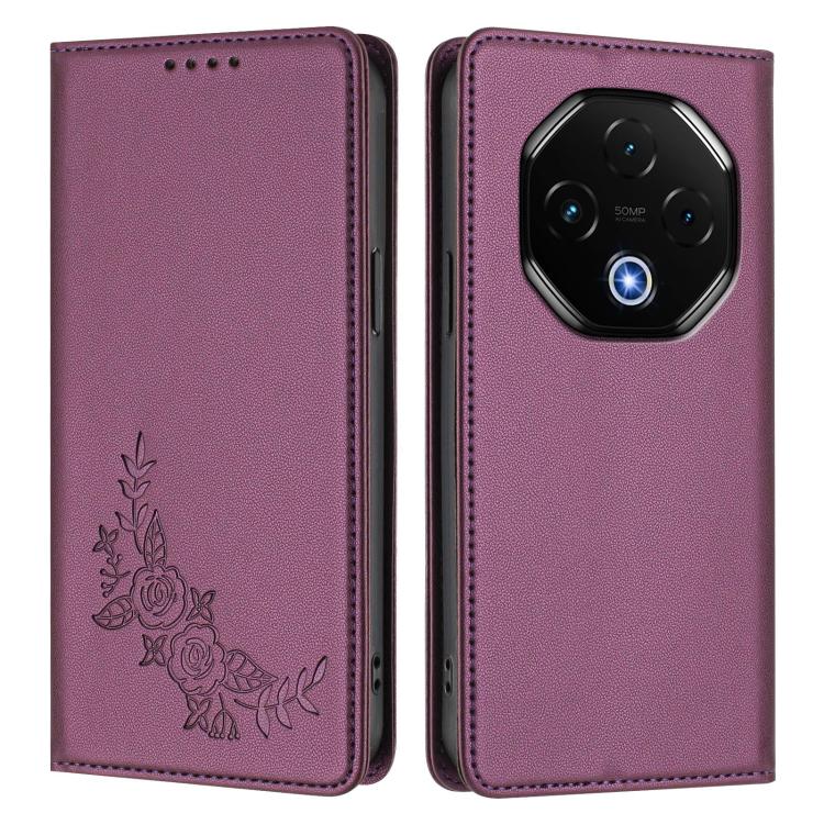 For UMIDIGI G100 Pro Peony Embossed Magnetic RFID Vegan Leather Phone Case