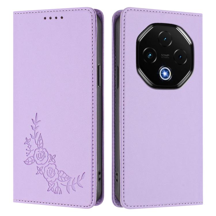 For UMIDIGI G100 Pro Peony Embossed Magnetic RFID Vegan Leather Phone Case