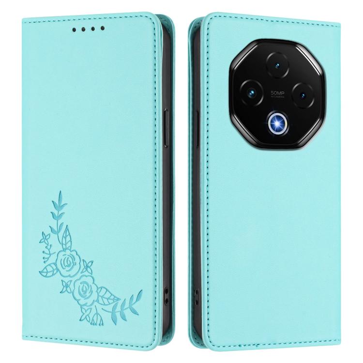 For UMIDIGI G100 Pro Peony Embossed Magnetic RFID Vegan Leather Phone Case