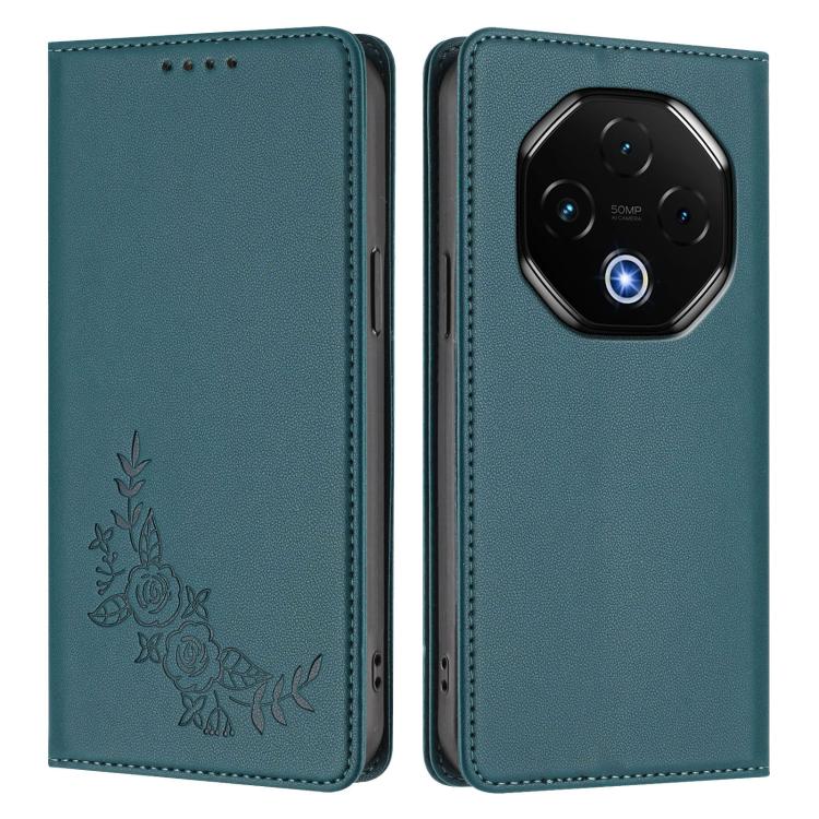 For UMIDIGI G100 Pro Peony Embossed Magnetic RFID Vegan Leather Phone Case