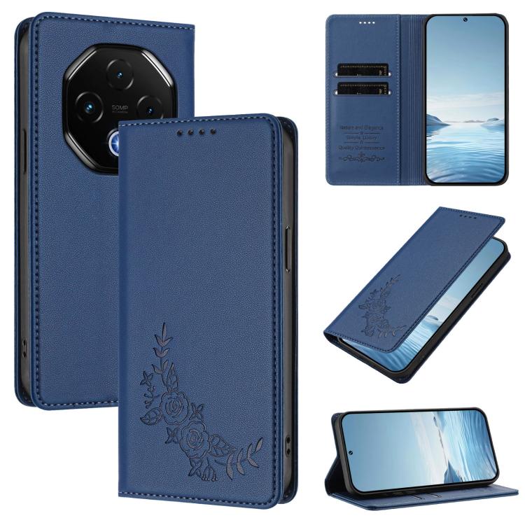 For UMIDIGI G100 Pro Peony Embossed Magnetic RFID Vegan Leather Phone Case