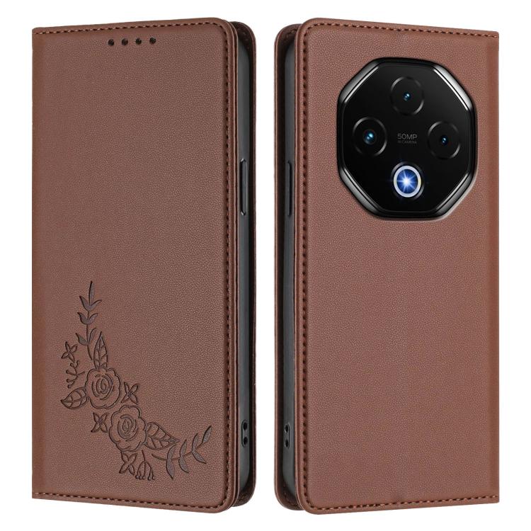 For UMIDIGI G100 Pro Peony Embossed Magnetic RFID Vegan Leather Phone Case
