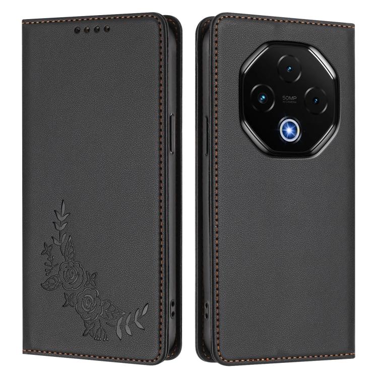 For UMIDIGI G100 Pro Peony Embossed Magnetic RFID Vegan Leather Phone Case
