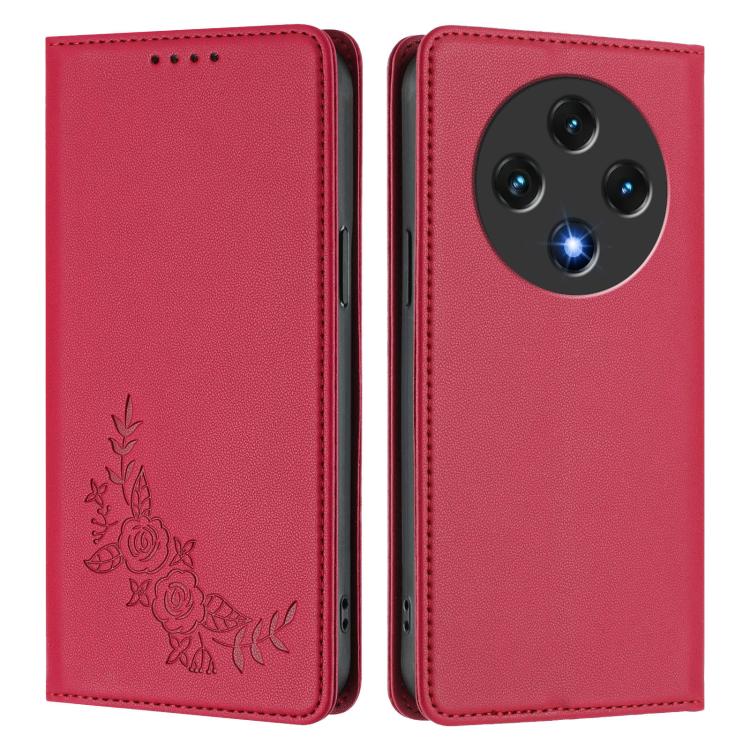 For UMIDIGI G100 Peony Embossed Magnetic RFID Vegan Leather Phone Case