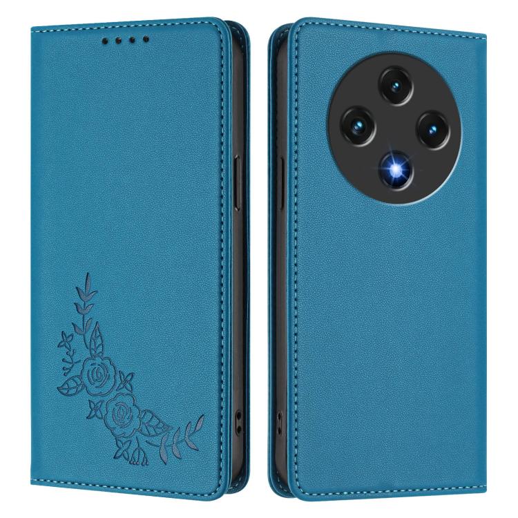 For UMIDIGI G100 Peony Embossed Magnetic RFID Vegan Leather Phone Case