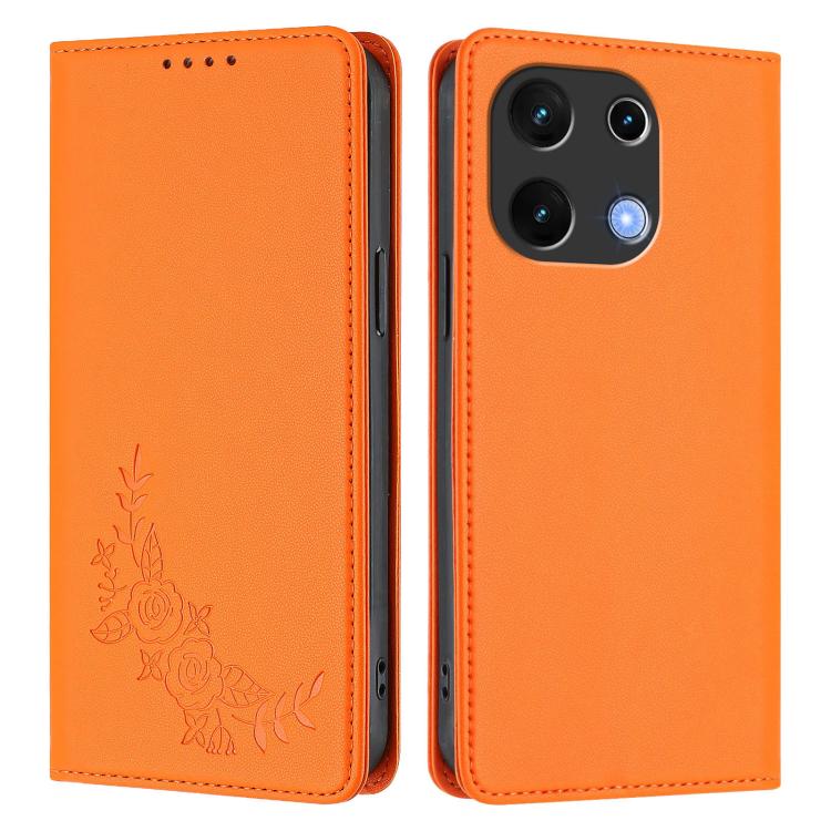 For UMIDIGI Note 100 Peony Embossed Magnetic RFID Vegan Leather Phone Case