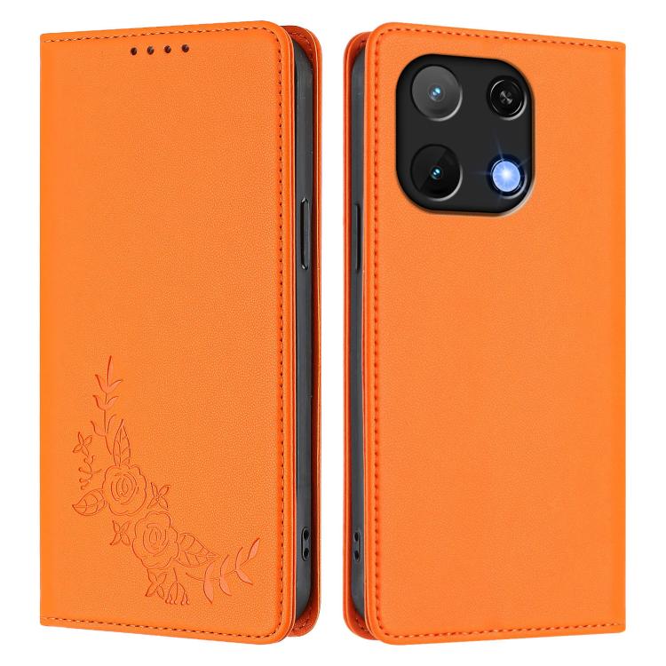 For UMIDIGI Note 90 Peony Embossed Magnetic RFID Vegan Leather Phone Case