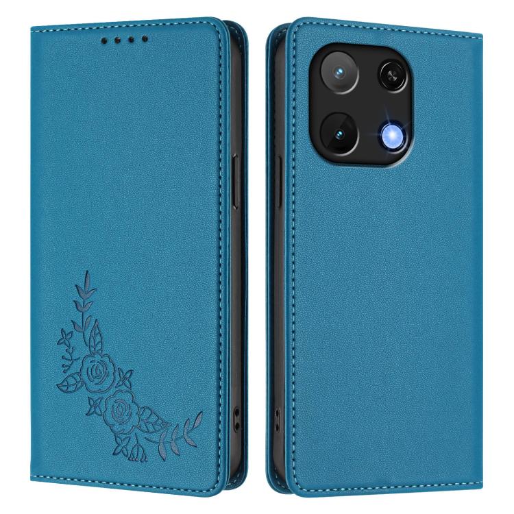 For UMIDIGI Note 90 Peony Embossed Magnetic RFID Vegan Leather Phone Case