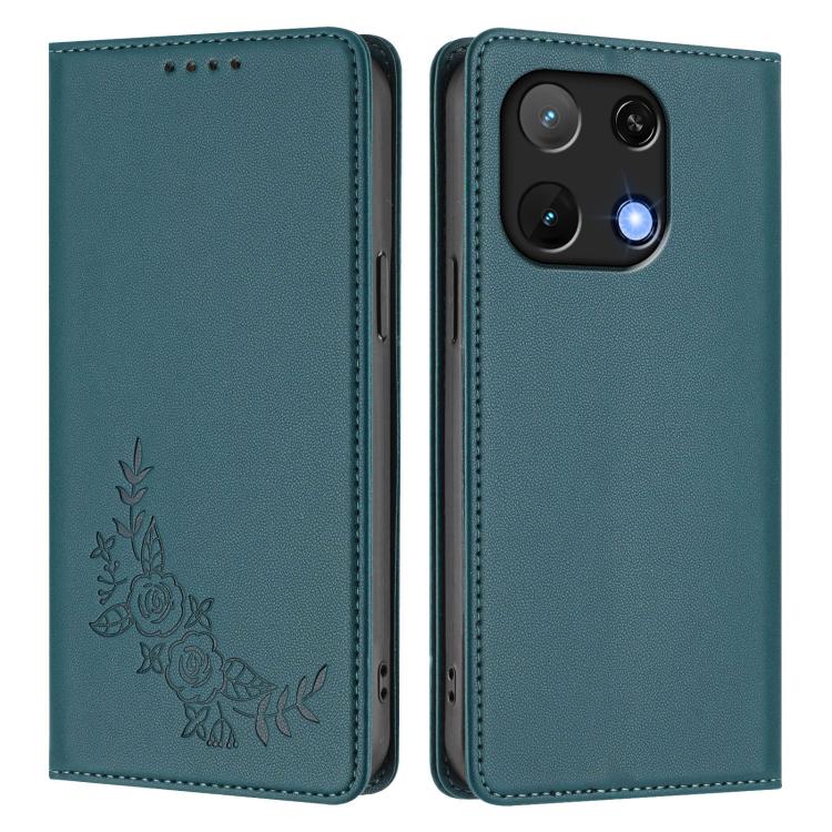 For UMIDIGI Note 90 Peony Embossed Magnetic RFID Vegan Leather Phone Case