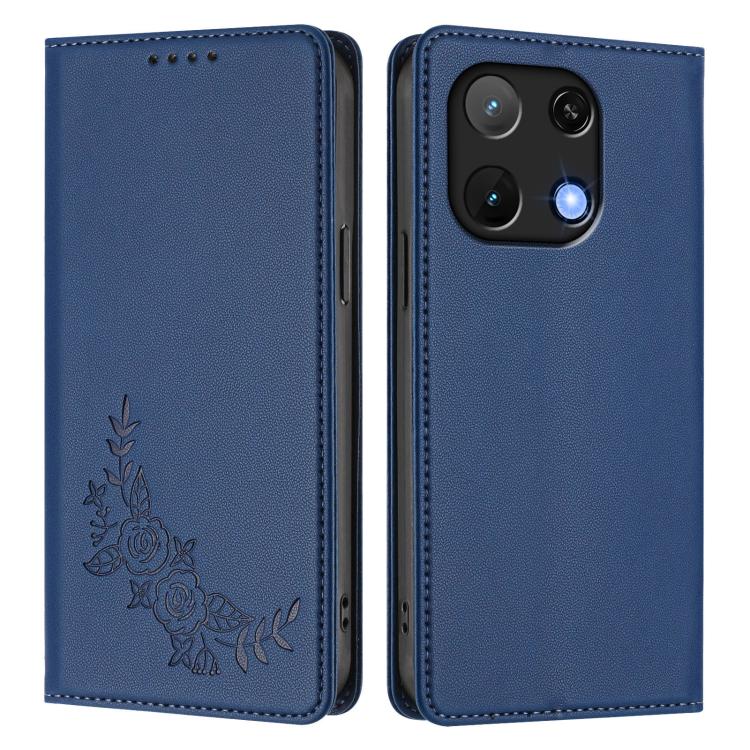 For UMIDIGI Note 90 Peony Embossed Magnetic RFID Vegan Leather Phone Case