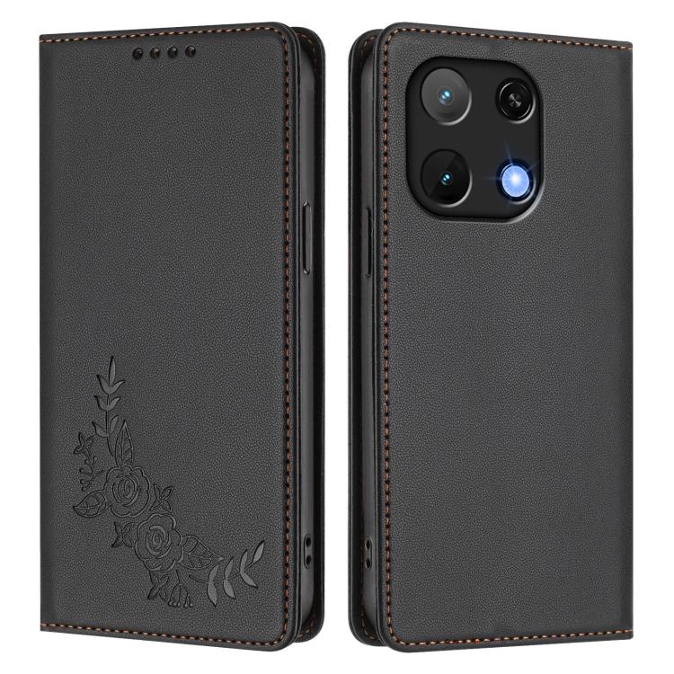 For UMIDIGI Note 90 Peony Embossed Magnetic RFID Vegan Leather Phone Case