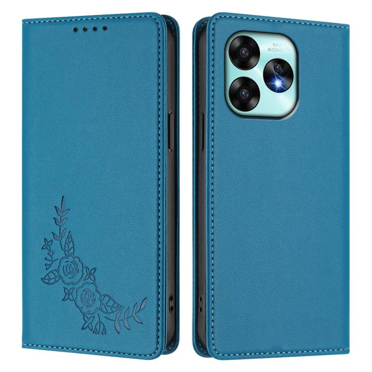 For UMIDIGI A15 / A15C / A15T Peony Embossed Magnetic RFID Vegan Leather Phone Case