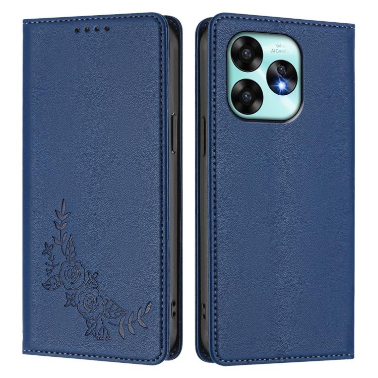 For UMIDIGI A15 / A15C / A15T Peony Embossed Magnetic RFID Vegan Leather Phone Case