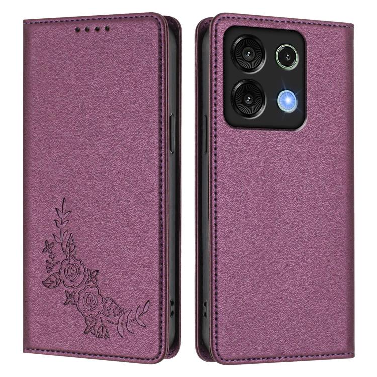 For UMIDIGI G9 5G Peony Embossed Magnetic RFID Vegan Leather Phone Case