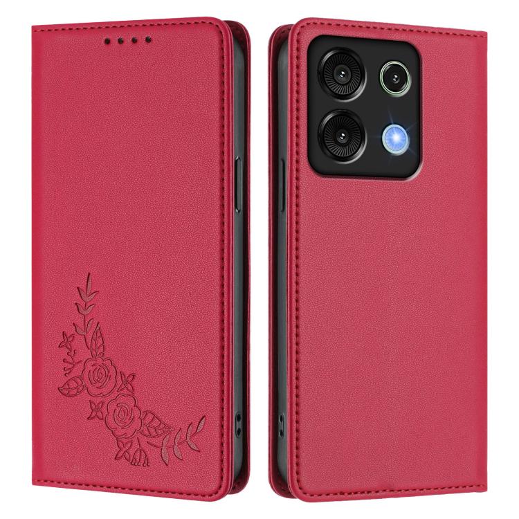 For UMIDIGI G9 5G Peony Embossed Magnetic RFID Vegan Leather Phone Case