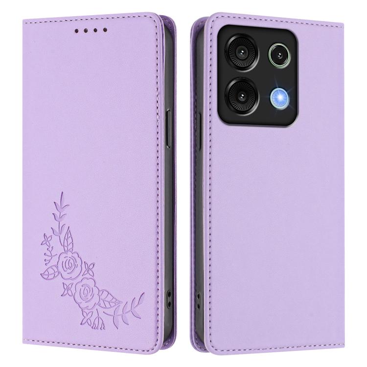 For UMIDIGI G9 5G Peony Embossed Magnetic RFID Vegan Leather Phone Case