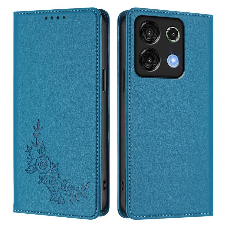 For UMIDIGI G9 5G Peony Embossed Magnetic RFID Vegan Leather Phone Case