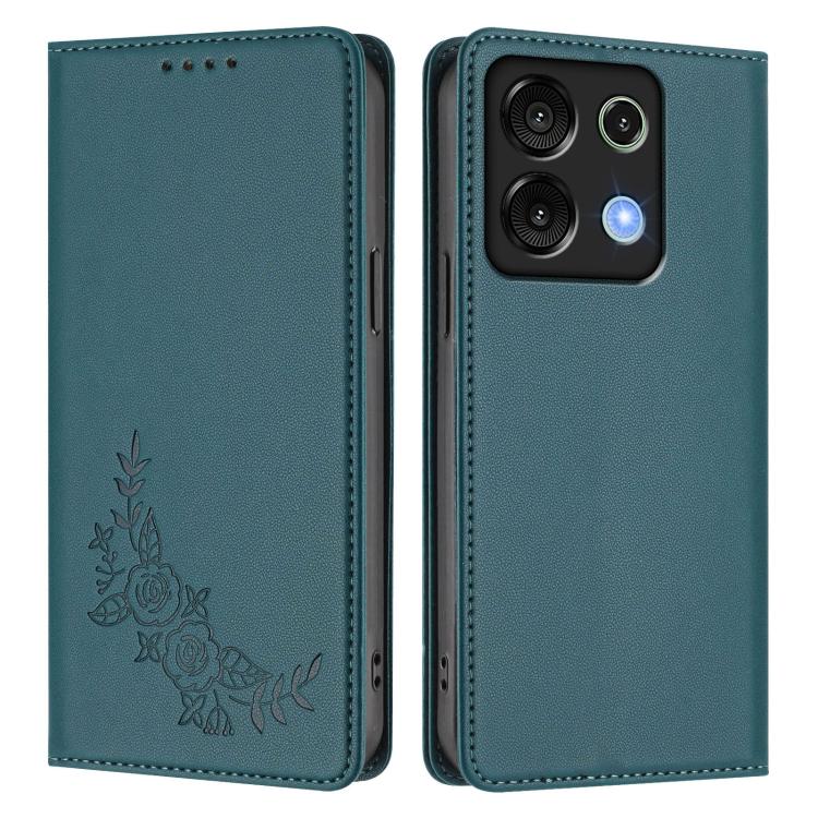 For UMIDIGI G9 5G Peony Embossed Magnetic RFID Vegan Leather Phone Case