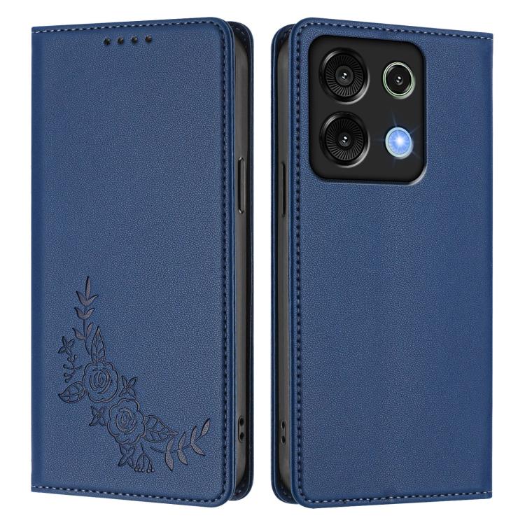 For UMIDIGI G9 5G Peony Embossed Magnetic RFID Vegan Leather Phone Case