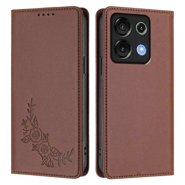 For UMIDIGI G9 5G Peony Embossed Magnetic RFID Vegan Leather Phone Case