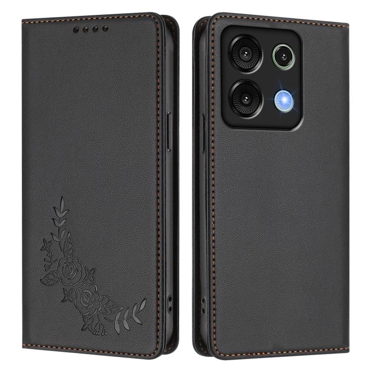 For UMIDIGI G9 5G Peony Embossed Magnetic RFID Vegan Leather Phone Case