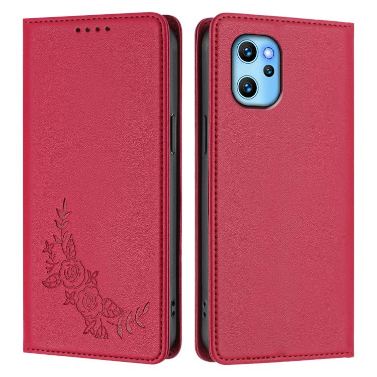 For UMIDIGl Power 7 Max Peony Embossed Magnetic RFID Vegan Leather Phone Case