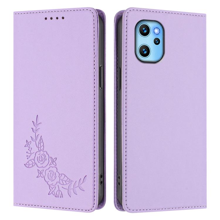 For UMIDIGl Power 7 Max Peony Embossed Magnetic RFID Vegan Leather Phone Case