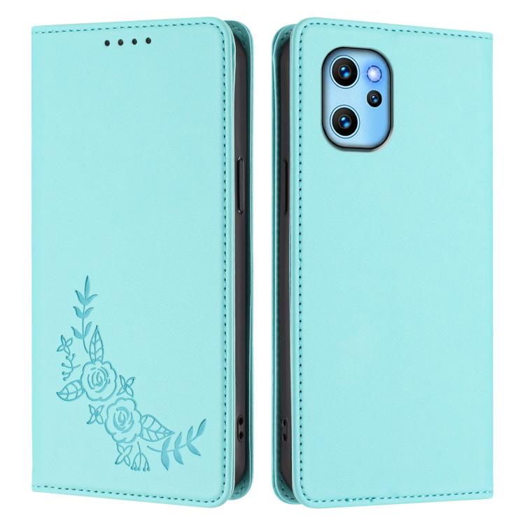 For UMIDIGl Power 7 Max Peony Embossed Magnetic RFID Vegan Leather Phone Case