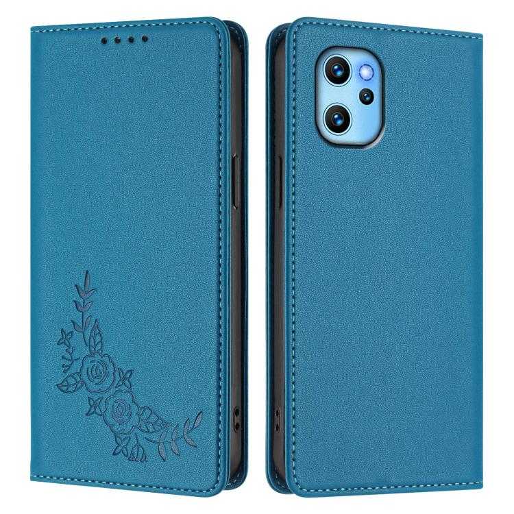 For UMIDIGl Power 7 Max Peony Embossed Magnetic RFID Vegan Leather Phone Case