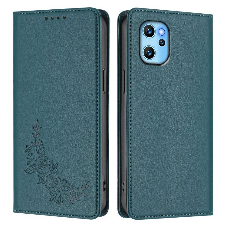 For UMIDIGl Power 7 Max Peony Embossed Magnetic RFID Vegan Leather Phone Case