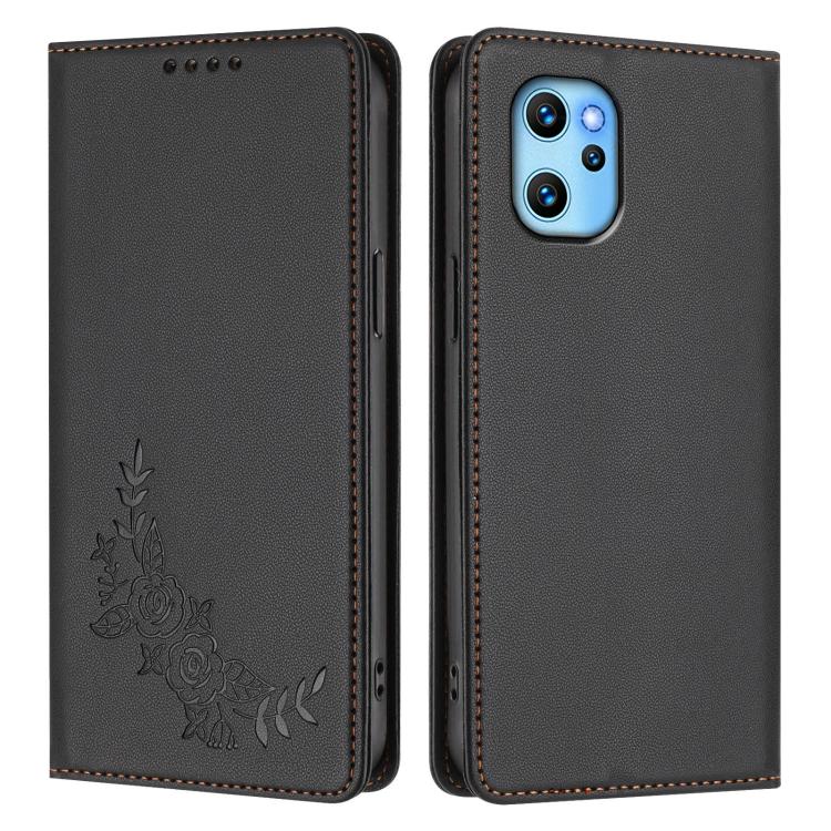 For UMIDIGl Power 7 Max Peony Embossed Magnetic RFID Vegan Leather Phone Case