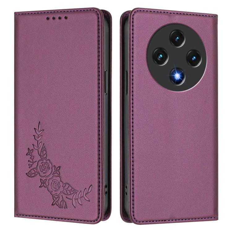 For UMIDIGI G100x 4G Peony Embossed Magnetic RFID Vegan Leather Phone Case