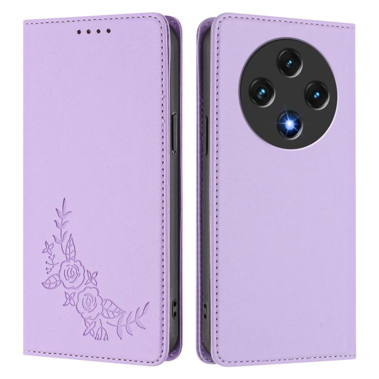 For UMIDIGI G100x 4G Peony Embossed Magnetic RFID Vegan Leather Phone Case
