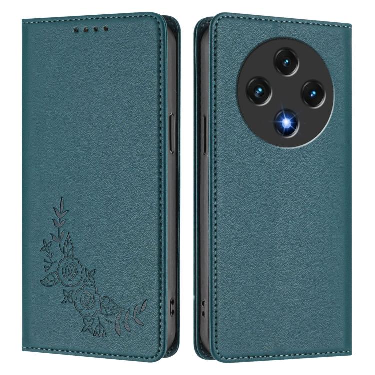 For UMIDIGI G100x 4G Peony Embossed Magnetic RFID Vegan Leather Phone Case