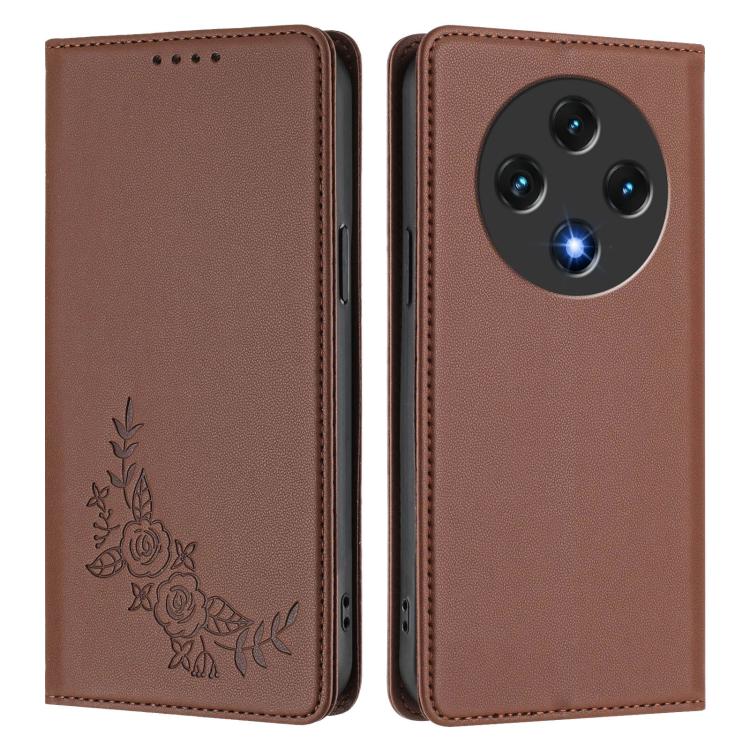 For UMIDIGI G100x 4G Peony Embossed Magnetic RFID Vegan Leather Phone Case