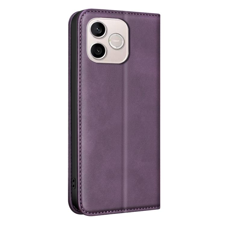 For Hono 600 Lite Global BINFEN COLOR Calfskin Texture Magnetic RFID Vegan Leather Phone Case