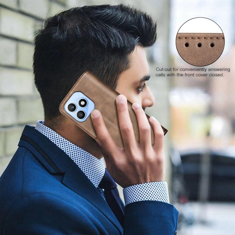For Hono X8d 4G BINFEN COLOR Calfskin Texture Magnetic RFID Vegan Leather Phone Case