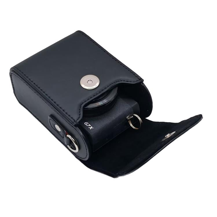 For Canon PowerShot G7 X Mark II / G9 X III Full Body Retro Vegan Leather Camera Case Bag with Strap