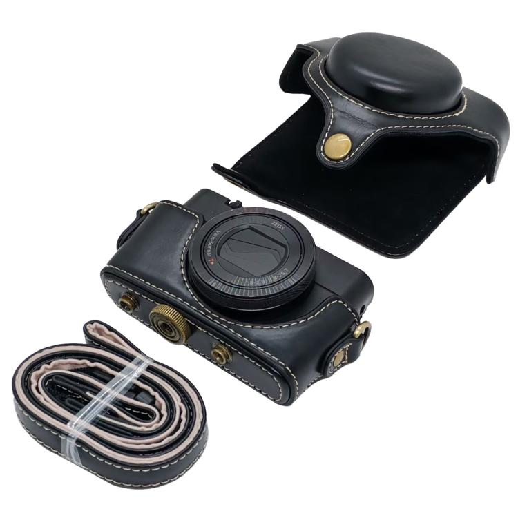 For Sony RX100 M7 / RX100 VII Full Body Retro Vegan Leather Camera Case Bag with Strap