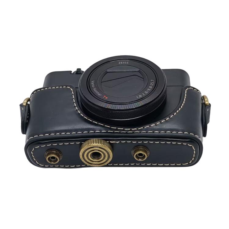 For Sony RX100 M7 / RX100 VII Full Body Retro Vegan Leather Camera Case Bag with Strap