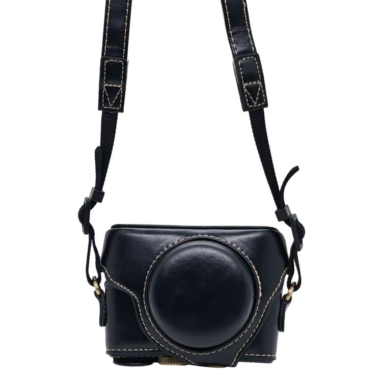 For Sony RX100 M7 / RX100 VII Full Body Retro Vegan Leather Camera Case Bag with Strap