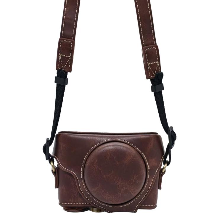 For Sony RX100 M7 / RX100 VII Full Body Retro Vegan Leather Camera Case Bag with Strap