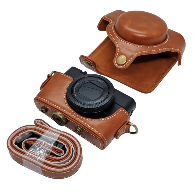 For Sony RX100 M7 / RX100 VII Full Body Retro Vegan Leather Camera Case Bag with Strap