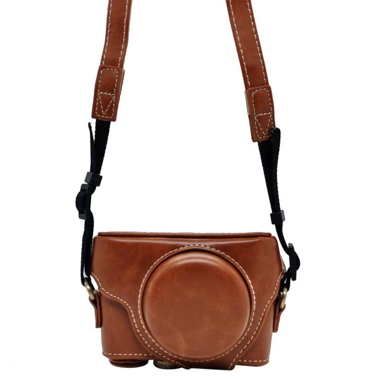 For Sony RX100 M7 / RX100 VII Full Body Retro Vegan Leather Camera Case Bag with Strap