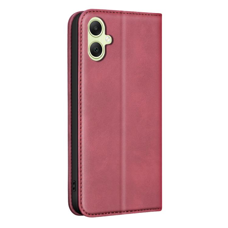 For Samsung Galaxy A05 BINFEN COLOR Calfskin Texture Magnetic RFID Vegan Leather Phone Case