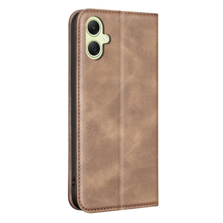 For Samsung Galaxy A05 BINFEN COLOR Calfskin Texture Magnetic RFID Vegan Leather Phone Case