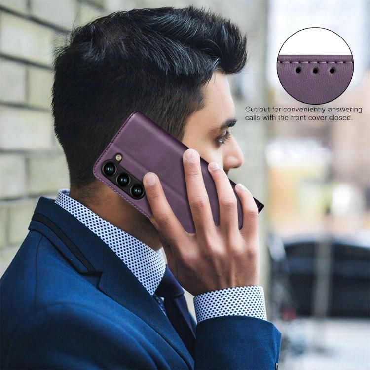 For Samsung Galaxy A16 4G/5G BINFEN COLOR Calfskin Texture Magnetic RFID Vegan Leather Phone Case
